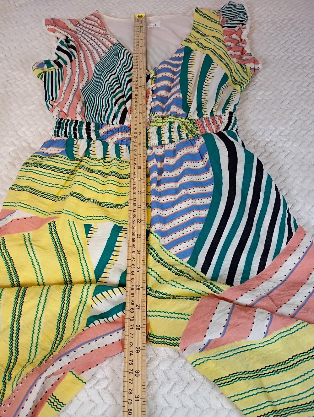 THML Jumpsuit Womens Medium Wide Leg Ruffle Fringe Bohemian Ethnic - Picture 14 of 16